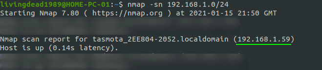using nmap to ping scan the network