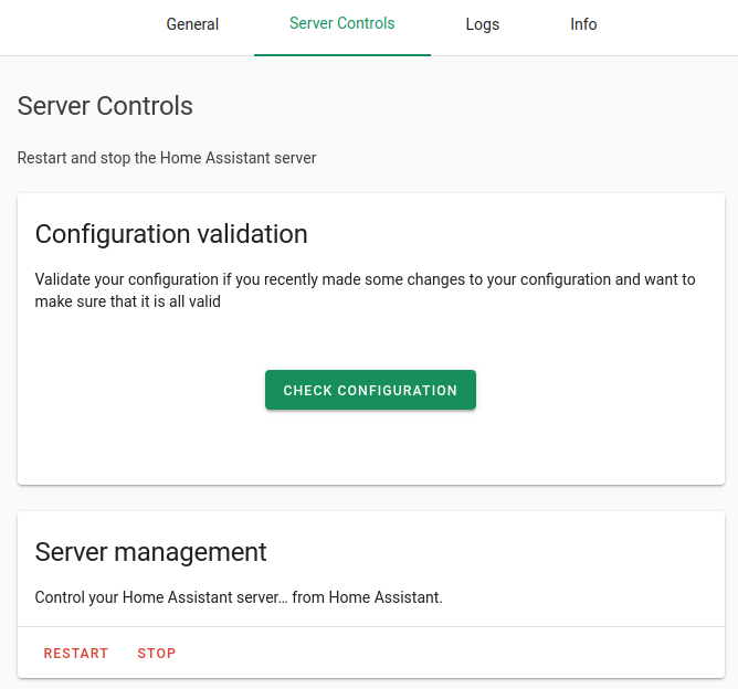 configuration validator and server management