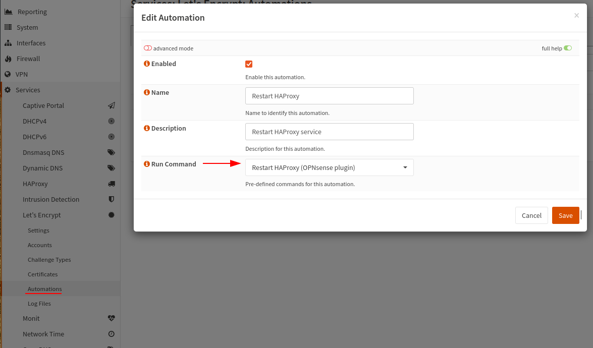 opnsense-automation-restart-haproxy