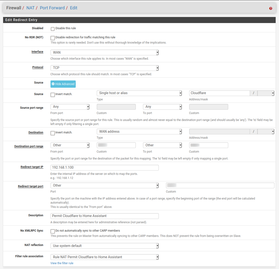 pfsense nat configuration