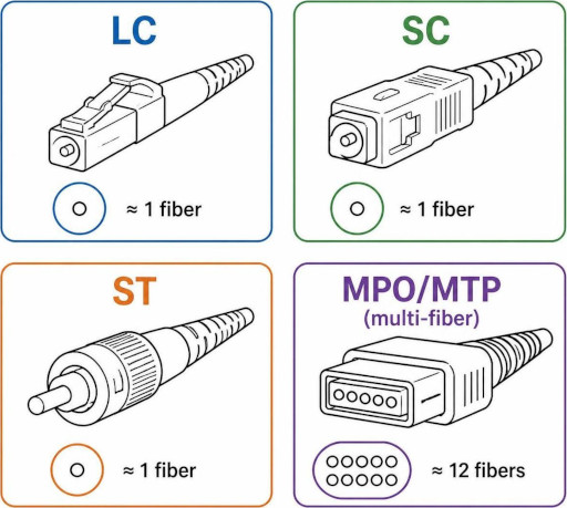 LC, SC, ST and MPO/MTP Connectors