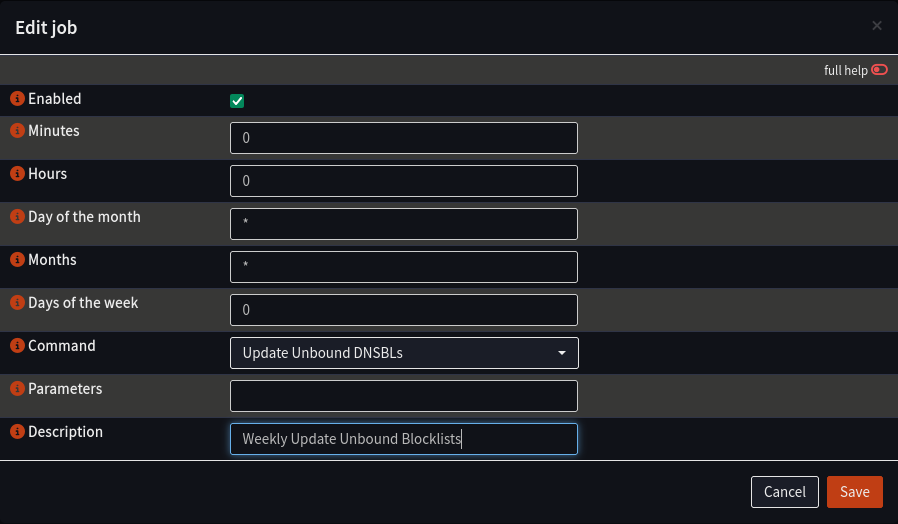 Creating a Cron task for updating Unbound DNS block lists